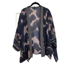 Halston Heritage sheer cardigan black and brown  kimono/short sleeve #2022